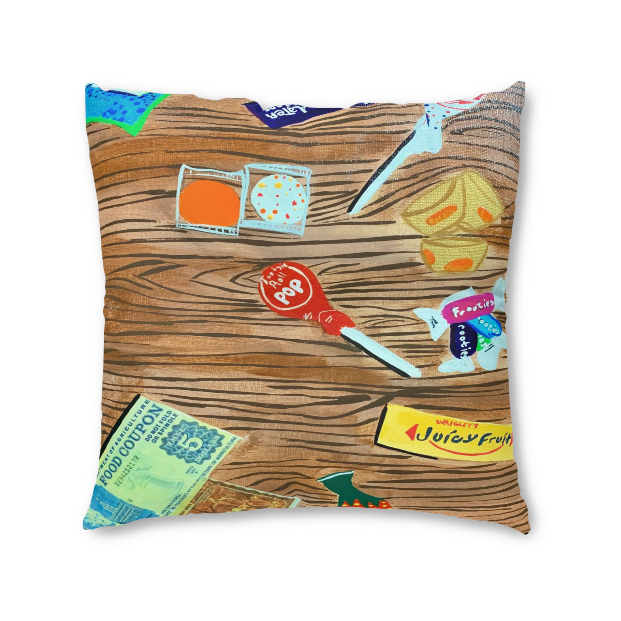 Sweet Shop Check Out Design- Tufted Floor Pillow, Home Decor, Relaxation