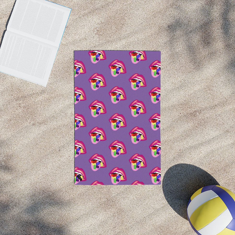Thumbnail: Colorful Lips Beach Towels for Summer Fun, Vibrant Purple Towels 