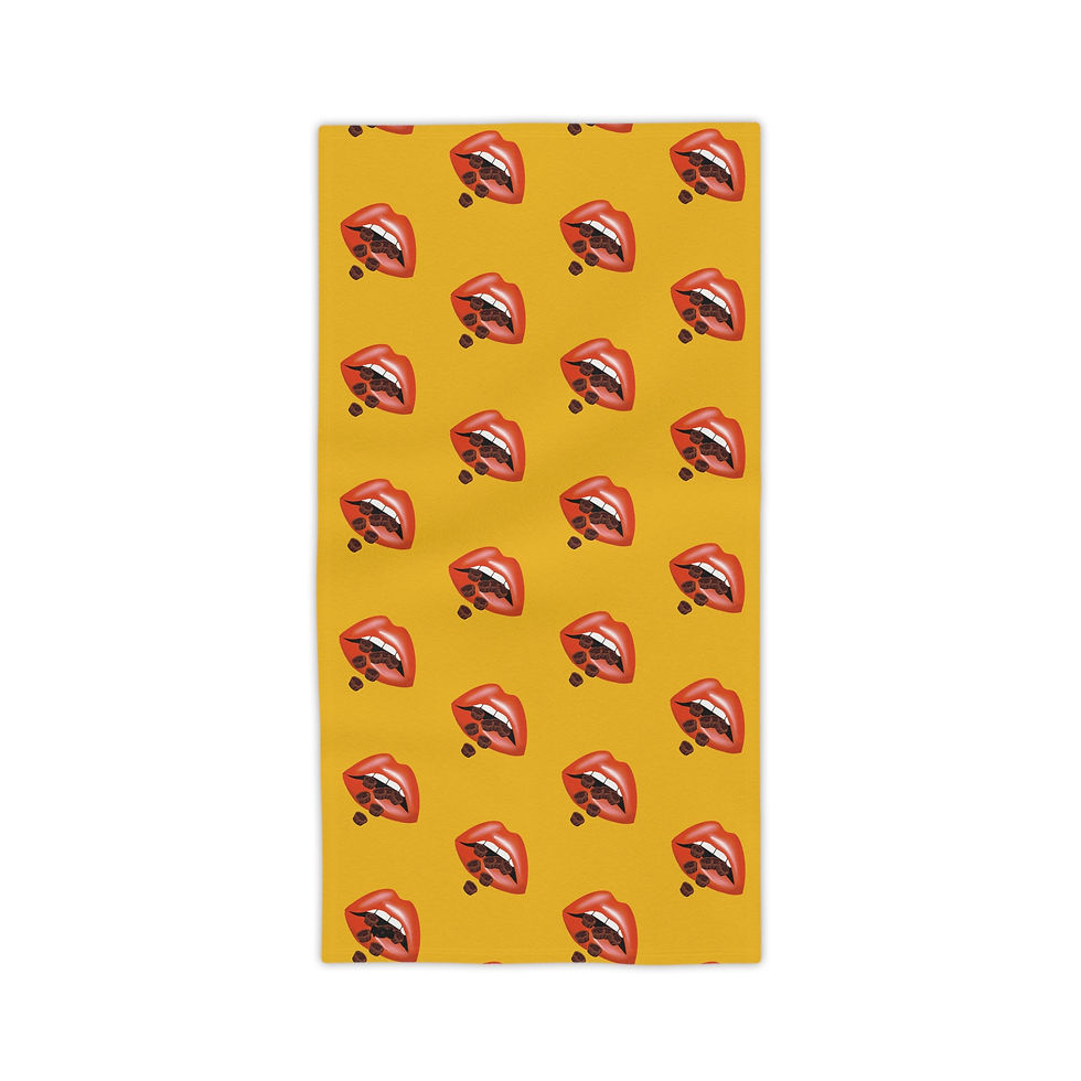 Thumbnail: Vibrant Lip - Chocolate Cups -Print Beach Towels, Yellow Trendy Beach Towels 