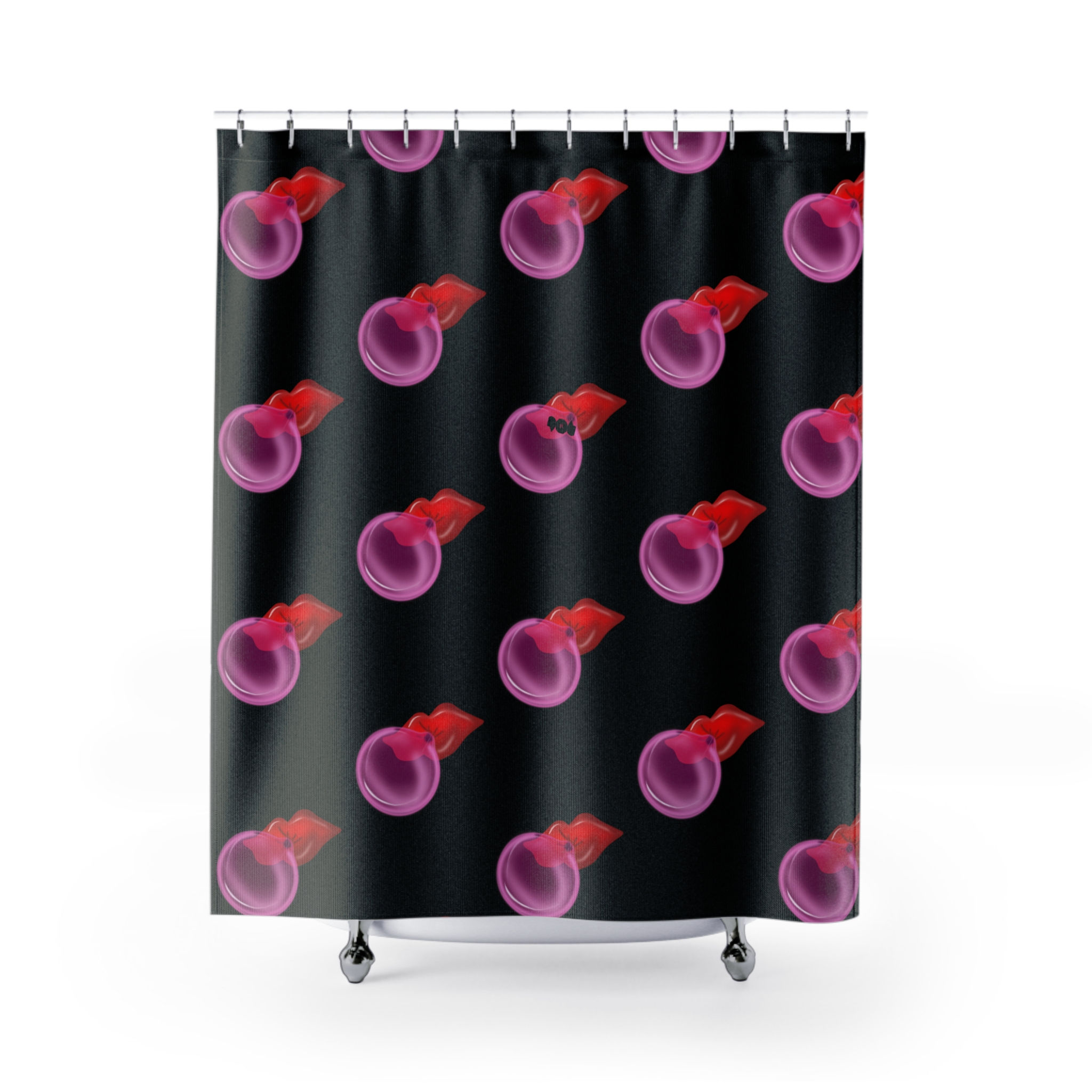Bubblegum Pattern Design - Shower Curtain, Black Bathroom Decor, Bathroom Decor