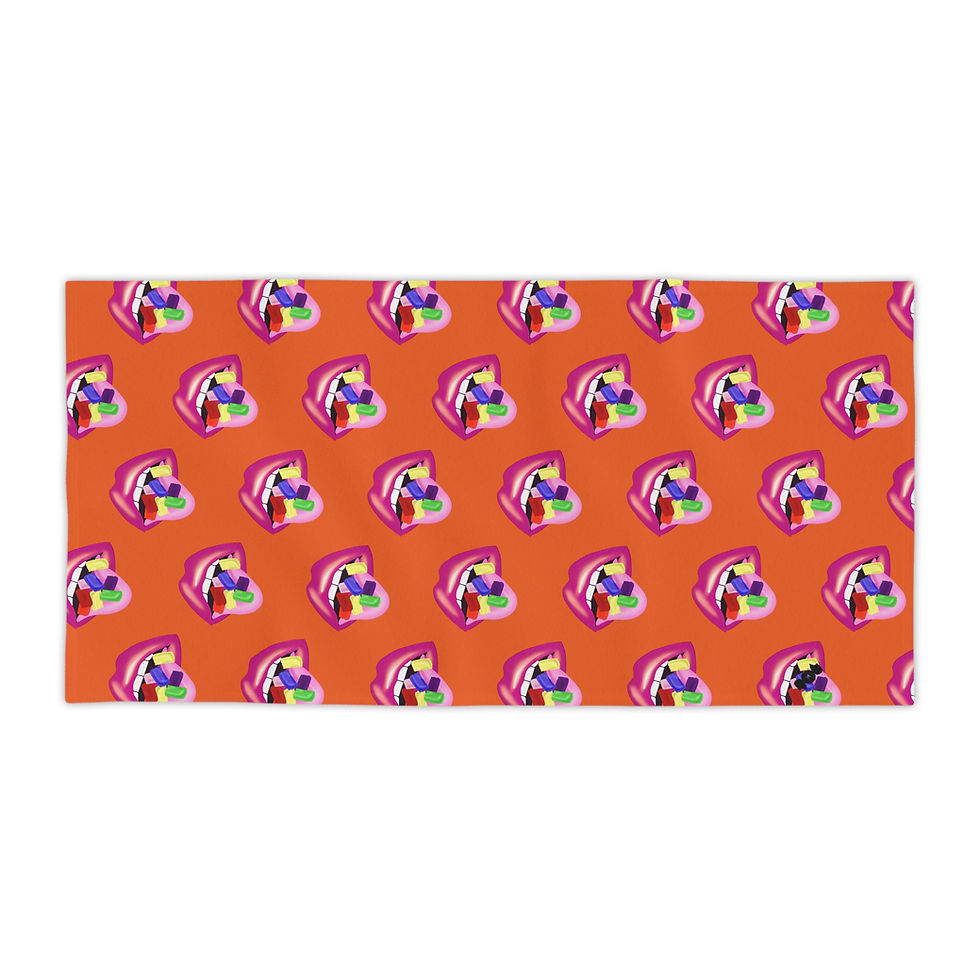 Thumbnail: Colorful Lips Beach Towels for Summer Fun, Vibrant Orange Towels 