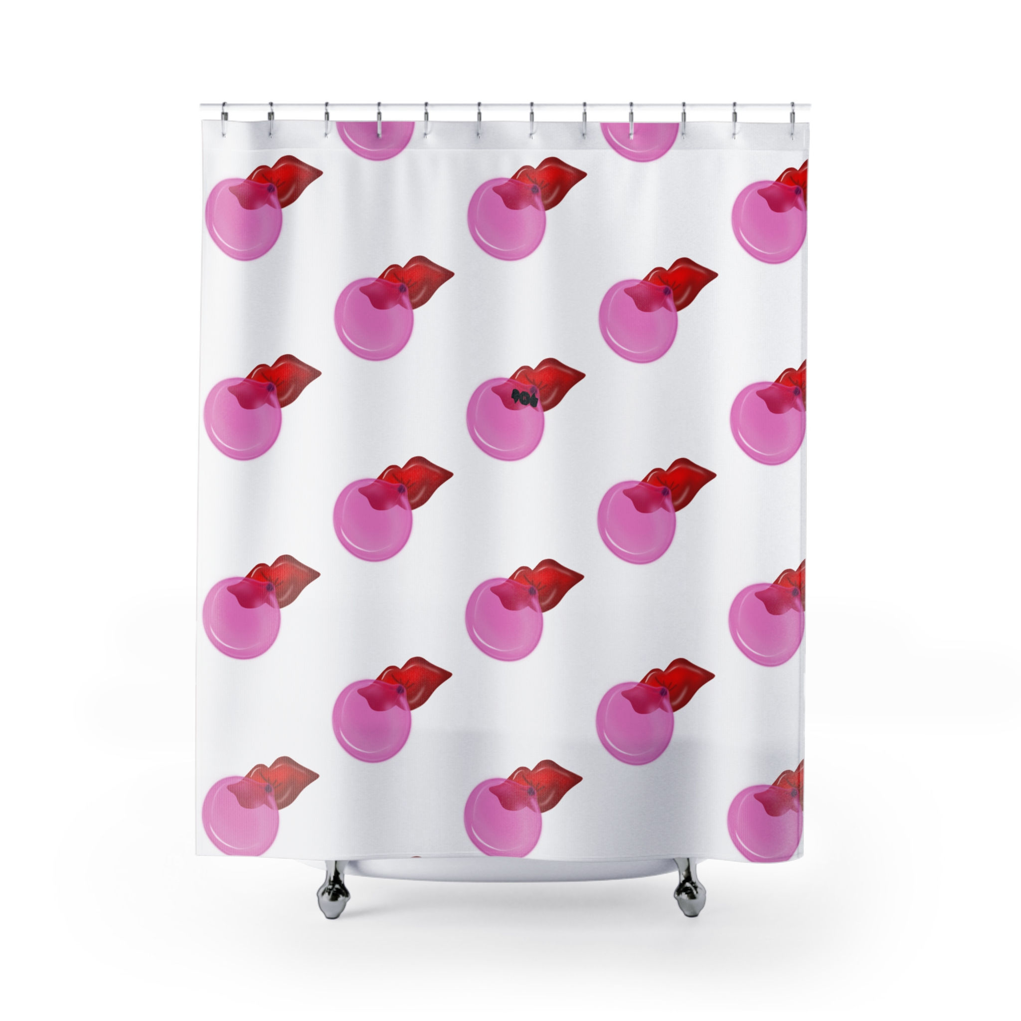 Bubblegum Pattern Design - Shower Curtain, White Bathroom Decor, Bathroom Decor