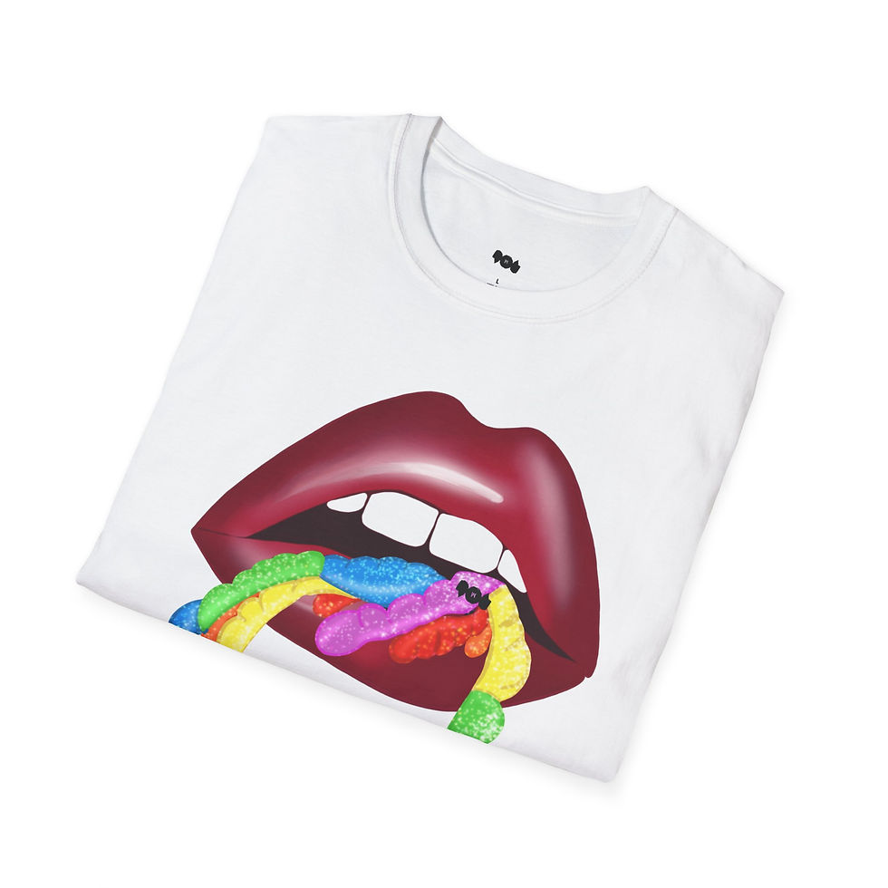Thumbnail: Gummy  Worms Candy Design / Lip Art Unisex Softstyle T-Shirt