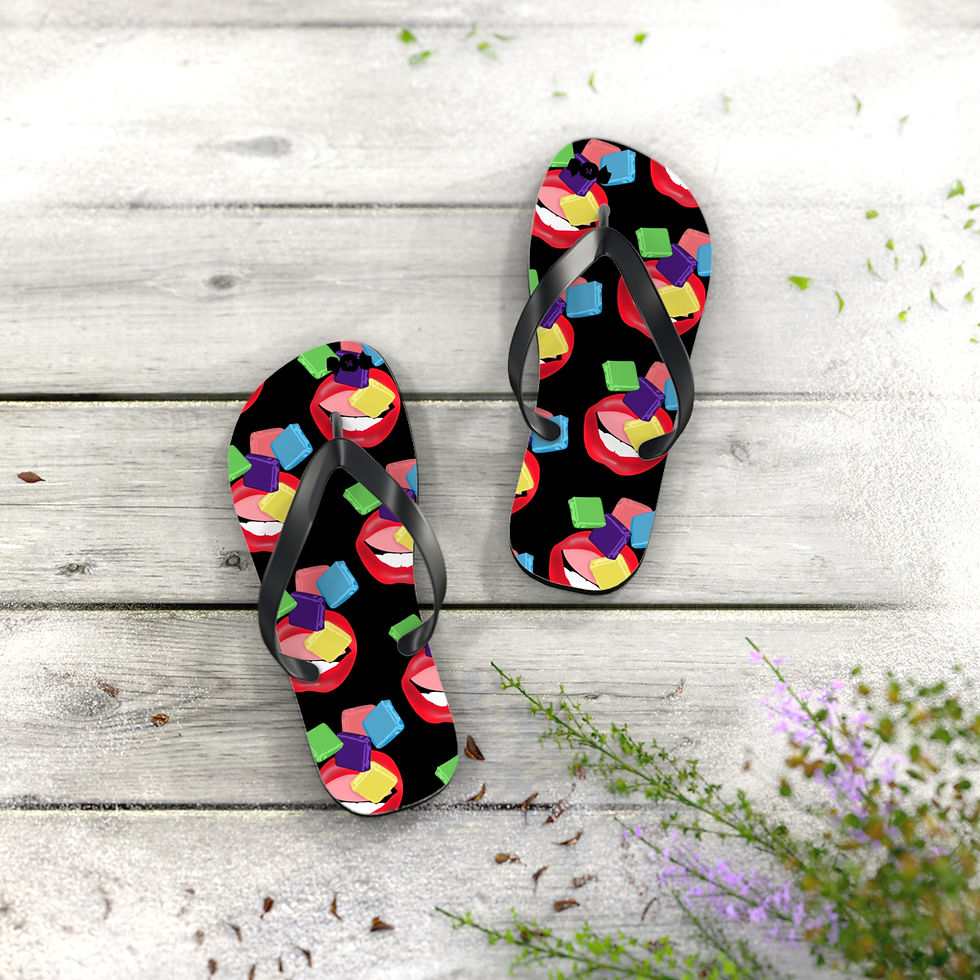 Thumbnail: Colorful Taffy Design Flip Flops - Fun Beach Footwear