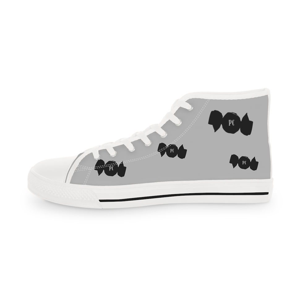 Thumbnail: Pavement Gray Stylish High Top Sneakers with Candy Wrappers - Urban Footwear