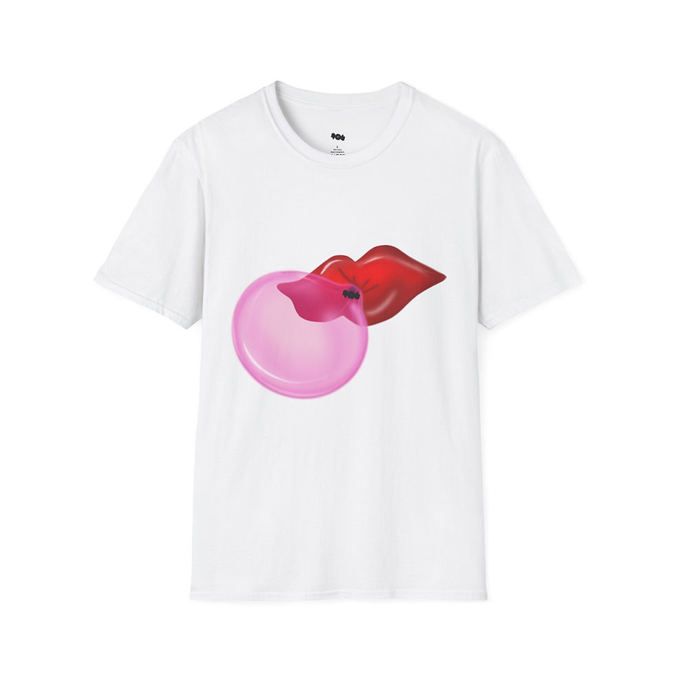 Playful Graphic T-Shirt with Lip Art Bubble Gum Design