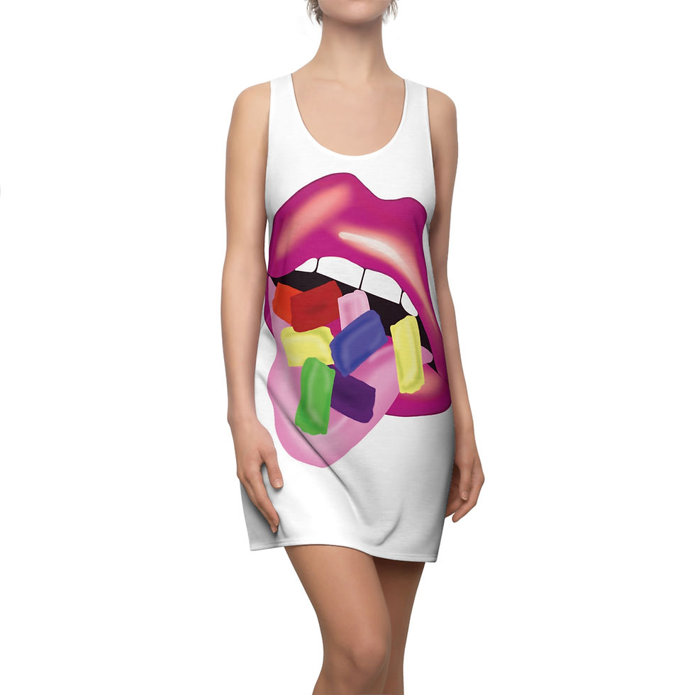 Thumbnail: Hard Candy Lip Pop Art Racerback Dress, Unique Design Dress, Party Wear Dress