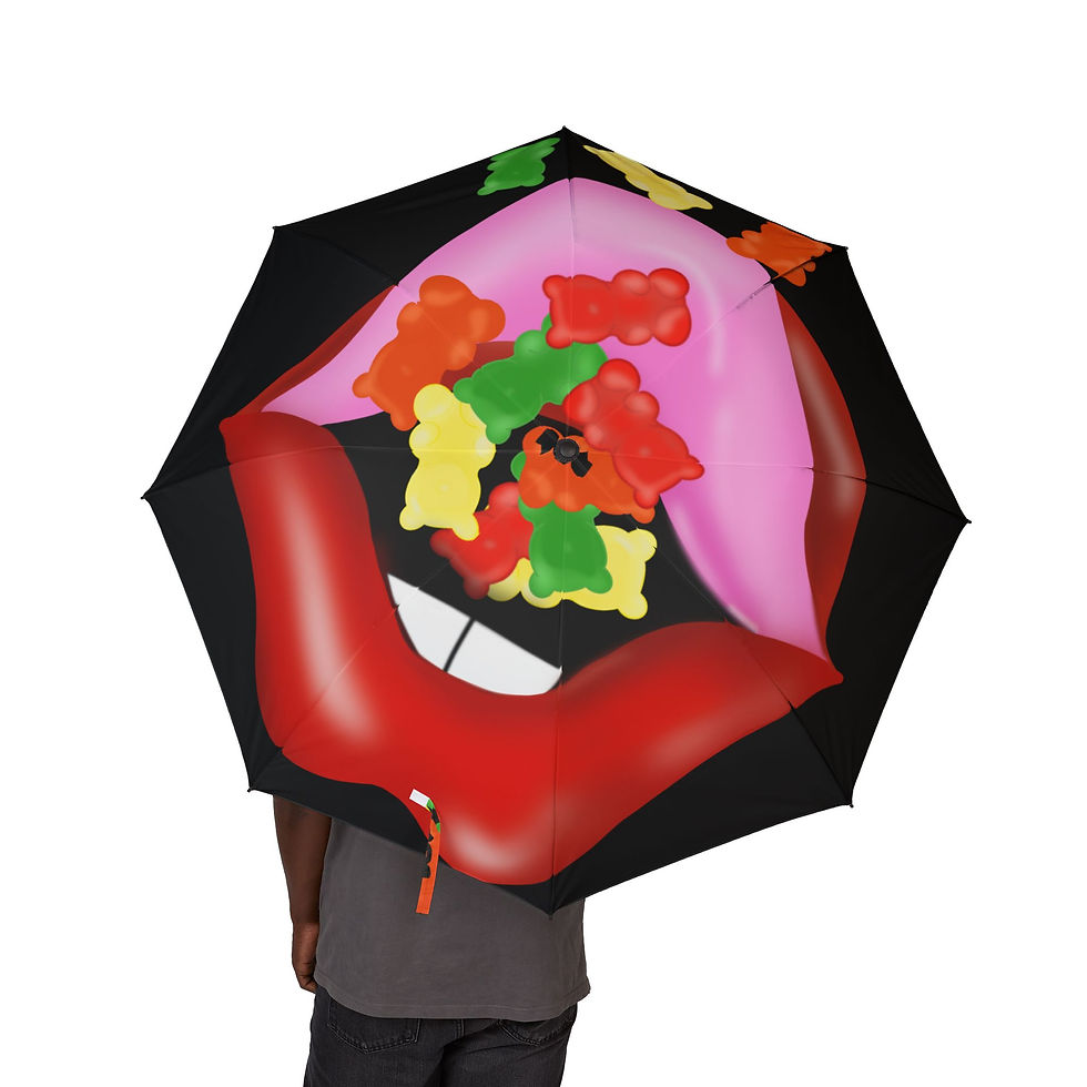 Thumbnail: Colorful Gummy Bear Umbrella, Fun Umbrella for Kids, Black Stylish Rain Gear