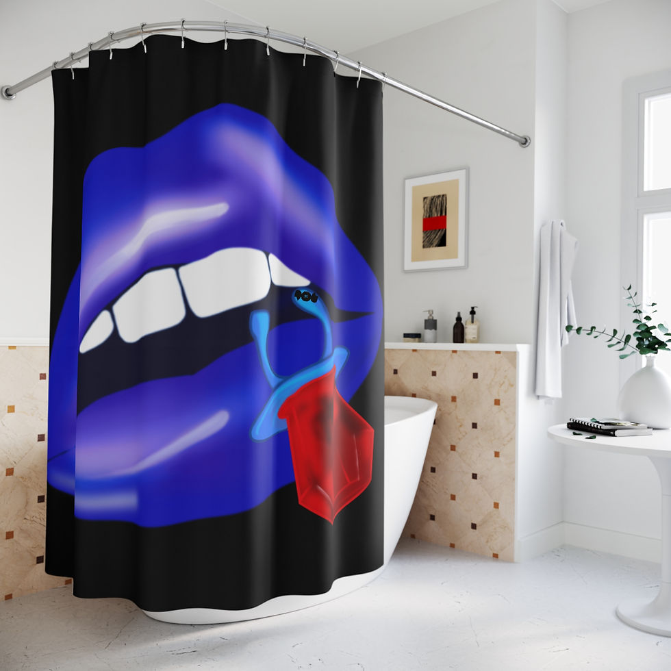 Thumbnail: Ring Pop Art - Black Shower Curtain, Glam Bathroom Decor