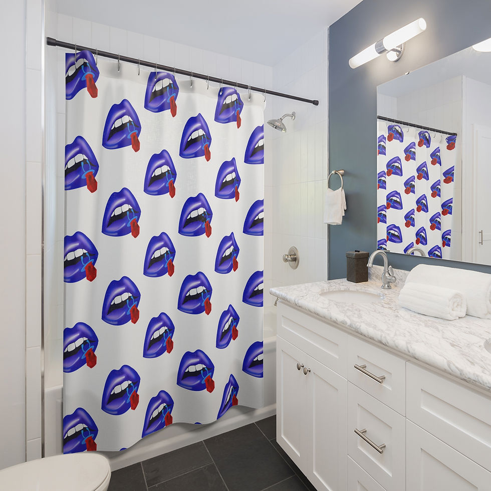 Thumbnail: Ring Pop Art Pattern Design - White Shower Curtain, Glam Bathroom Decor