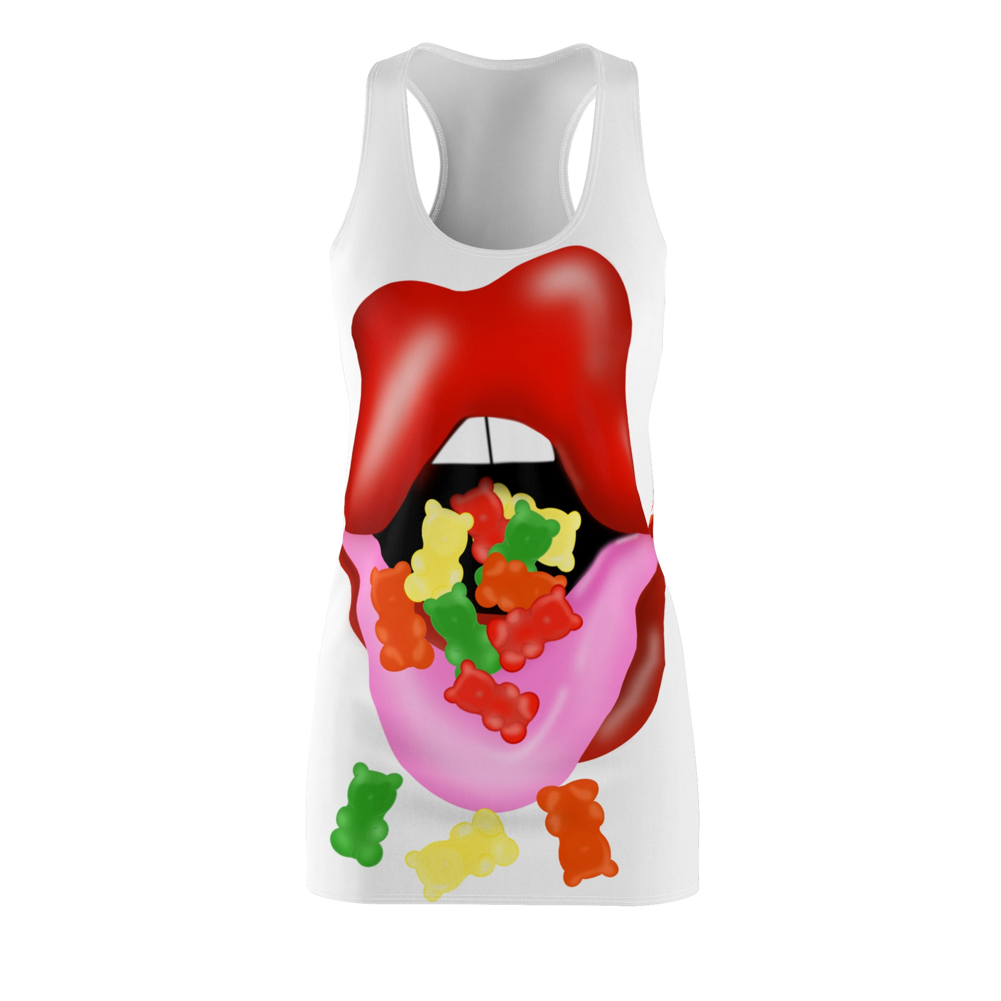 Gummy Bears- Sew Racerback Dress, Stylish White Dress