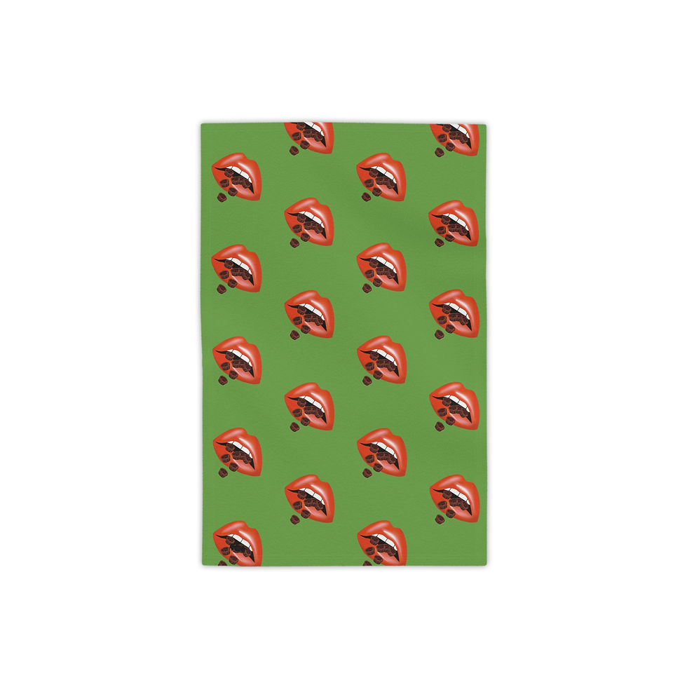 Vibrant Lip - Chocolate Cups -Print Beach Towels, Green Trendy Beach Towels 