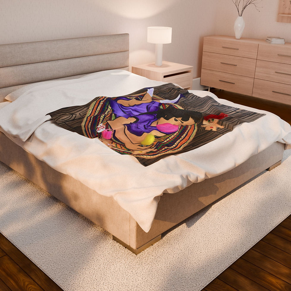 Thumbnail: Contemplating Wishing Velveteen Plush Blanket, Cozy Home Decor, Throw Blanket