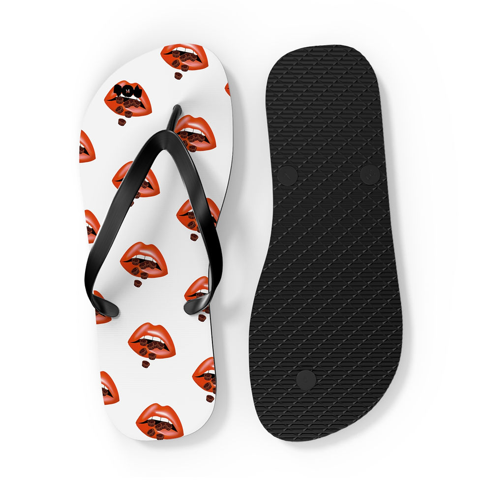 Thumbnail: White-Bold Lip Flip Flops | Chocolate Cups Design Footwear