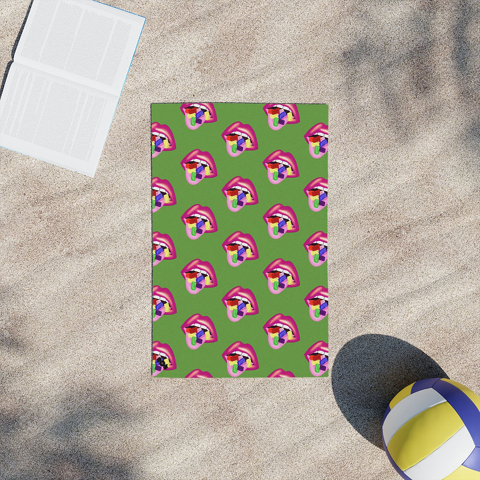 Thumbnail: Colorful Lips Beach Towels for Summer Fun, Vibrant Green Towels 