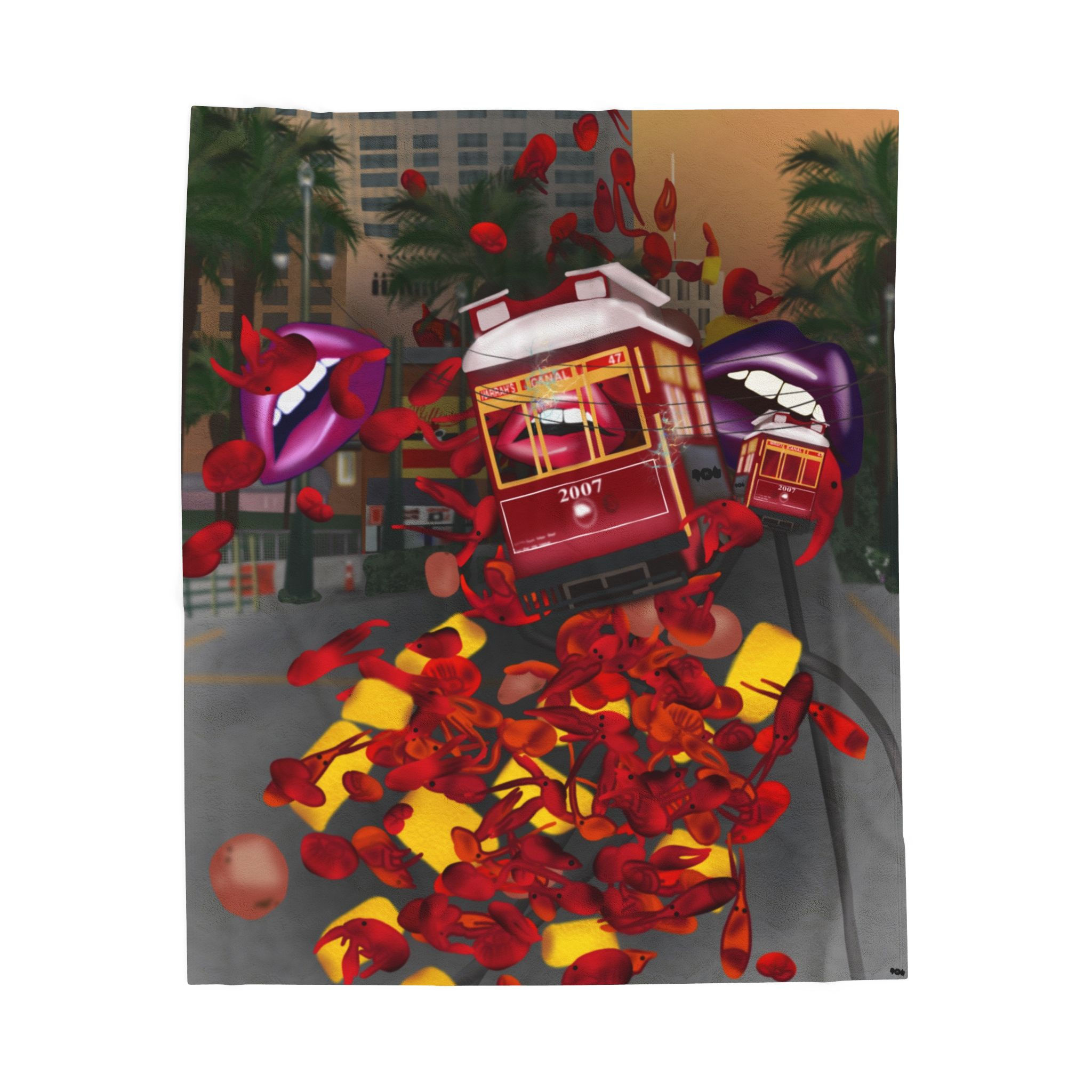 Chow Down Canal Design - Velveteen Plush Blanket, Cozy Home Decor, Throw Blanket