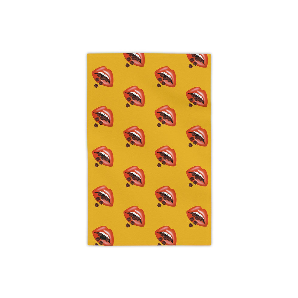 Vibrant Lip - Chocolate Cups -Print Beach Towels, Yellow Trendy Beach Towels 