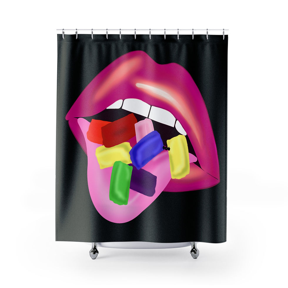Hard Candy Design Black Shower Curtain, Fun Bathroom Decor, Colorful Pop Art
