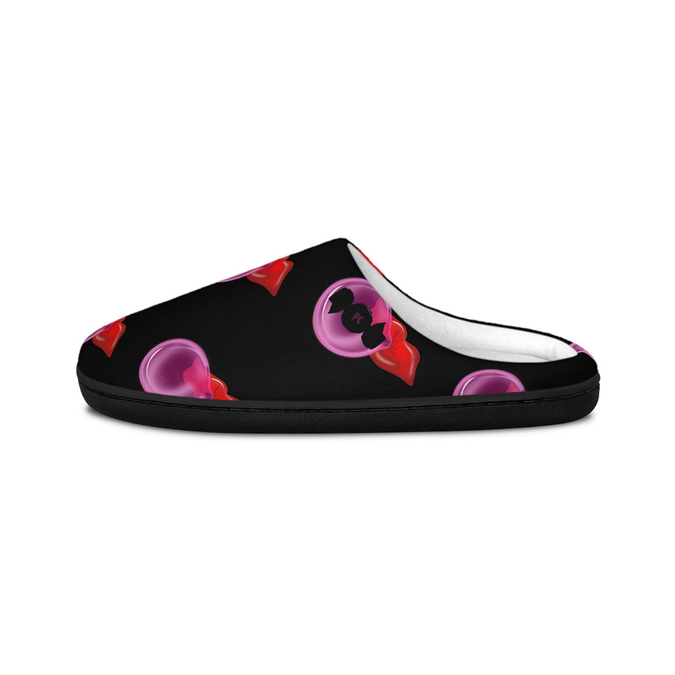 Thumbnail: Bubblegum Indoor Slippers, Cute Lip Animation’s Slippers, Candy - Black Slippers