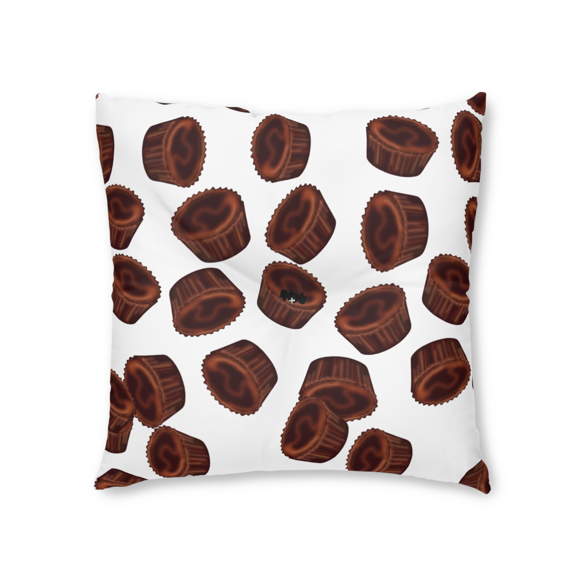 Chocolate Cups Candy - Design Tufted Floor Pillow, White Couch Cushion