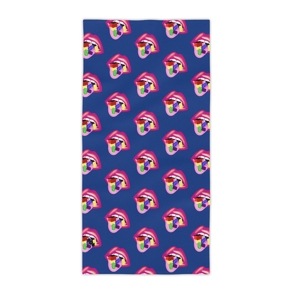 Thumbnail: Colorful Lips Beach Towels for Summer Fun, Vibrant Blue Towels 