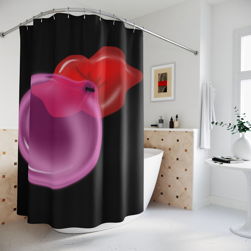 Thumbnail: Bubblegum Design Shower Curtain, Black Bathroom Decor, Chic Bathroom Upgrade