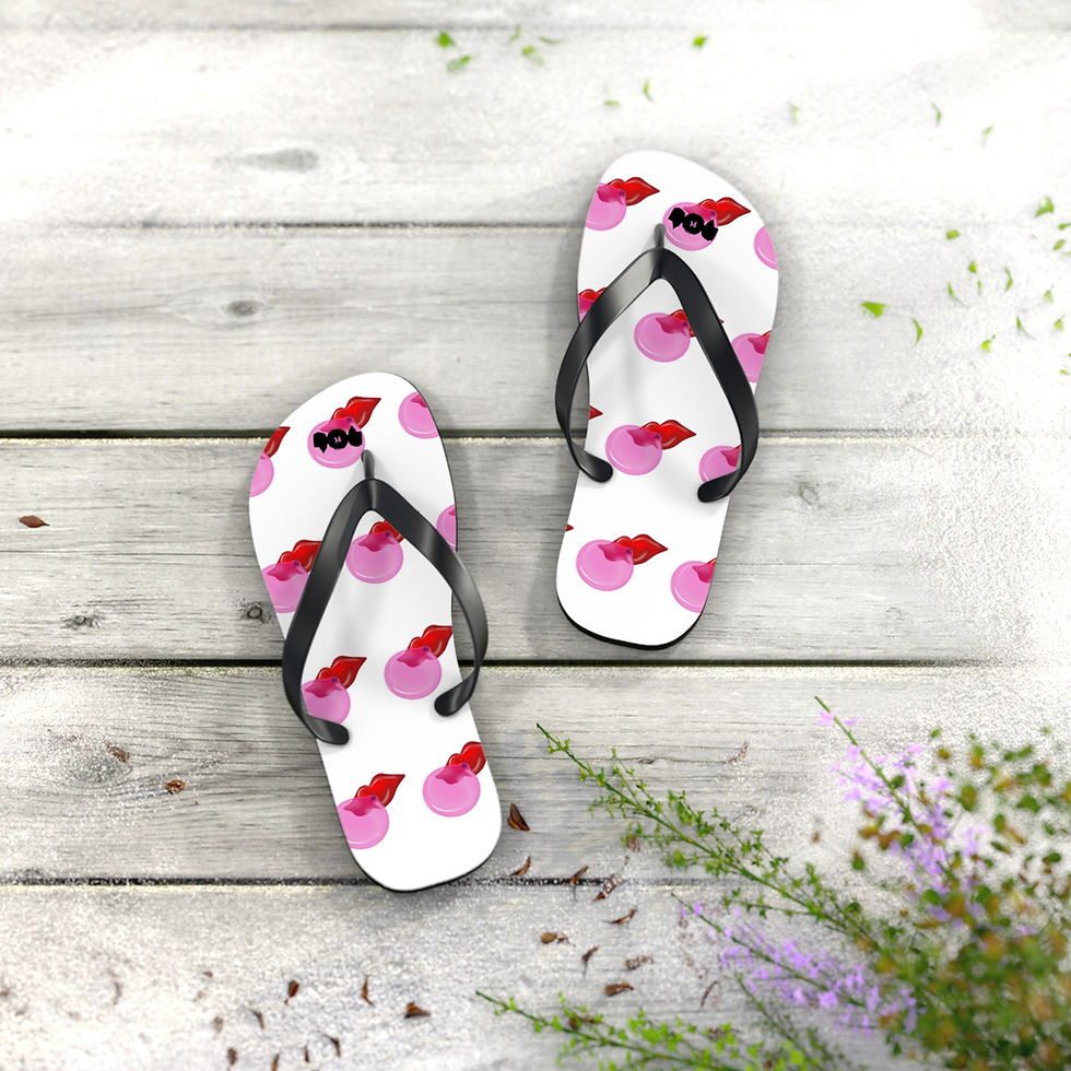Thumbnail: Bubblegum Design - White Flip Flops - Colorful Footwear, White - Sandals