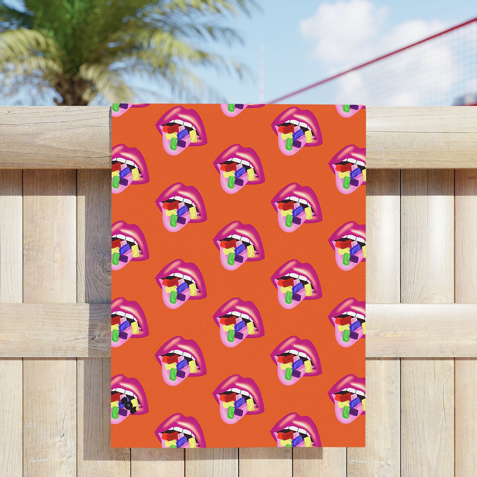 Thumbnail: Colorful Lips Beach Towels for Summer Fun, Vibrant Orange Towels 