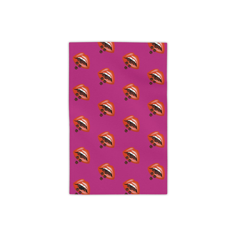 Vibrant Lip - Chocolate Cups -Print Beach Towels, Pink Trendy Beach Towels 