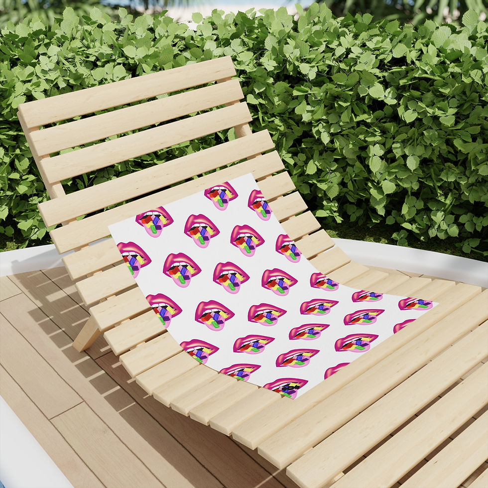 Thumbnail: Colorful Lips Beach Towels for Summer Fun, Vibrant White Towels 