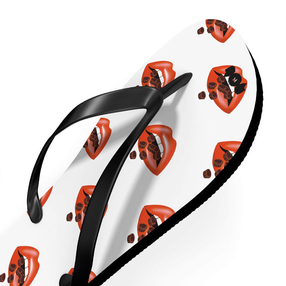 Thumbnail: White-Bold Lip Flip Flops | Chocolate Cups Design Footwear