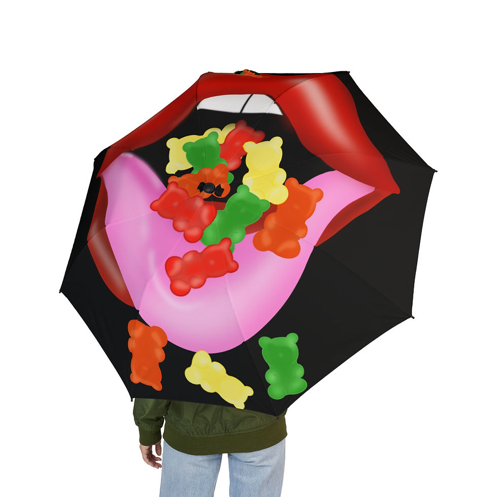 Thumbnail: Colorful Gummy Bear Umbrella, Fun Umbrella for Kids, Black Stylish Rain Gear
