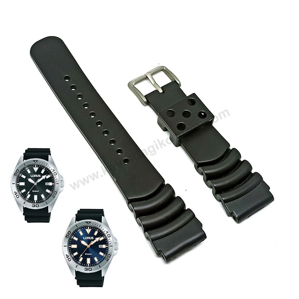 Lorus VJ42-X367 - RXH55KX9 , RXH57KX9 uyumlu **mm Siyah Silikon/Kauçuk Yedek Saat Kayışı Kordonu Kemeri