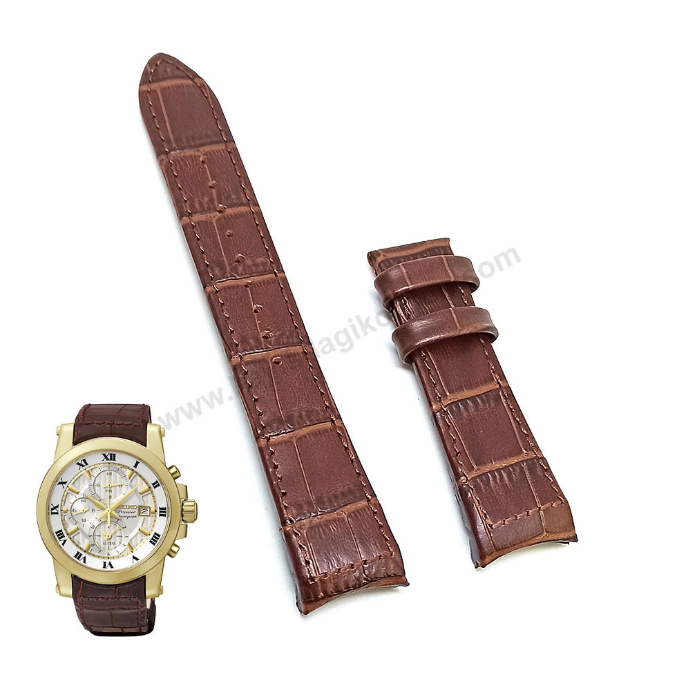 Seiko Premier 7T62-0LE0 - SNAF30P1 uyumlu Kahverengi Hakiki Deri Yedek Saat Kayışı Kordonu Kemeri