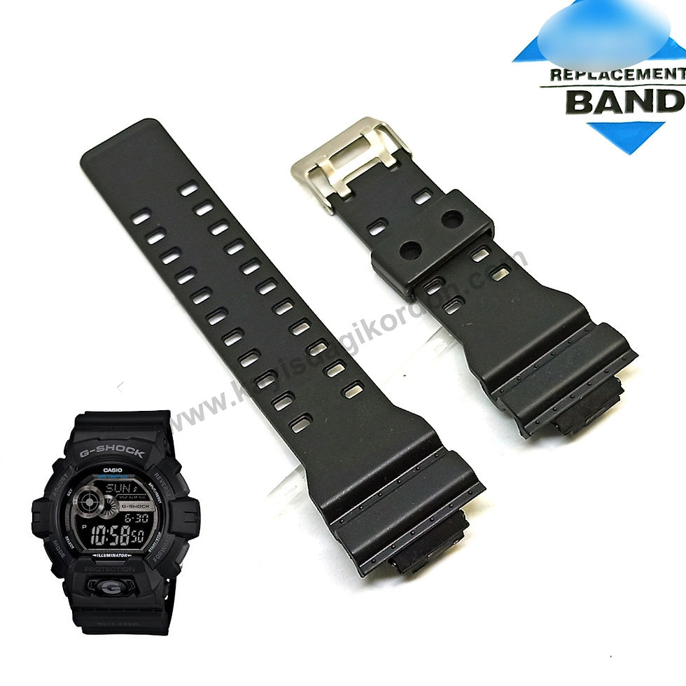 Casio GLS-8900-1B G-Shock uyumlu Siyah Kauçuk/Silikon Yedek Saat Kordonu Kayışı