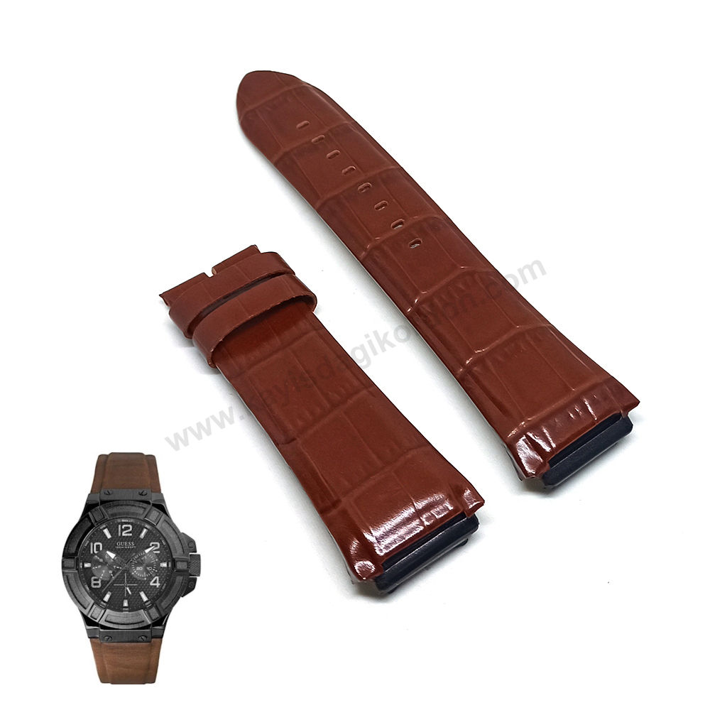 Guess W0040G8 Rigor uyumlu Açık Kahverengi Hakiki Deri Yedek Saat Kayışı Kordonu Kemeri