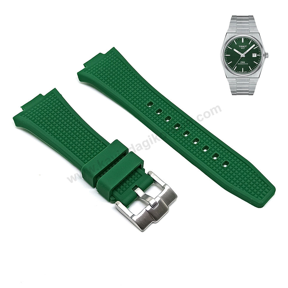 Tissot PRX T137.407.11.091.00 Powermatic 80 uyumlu Orman Yeşil Silikon/Kauçuk Yedek Saat Kordonu Kayışı Kemeri