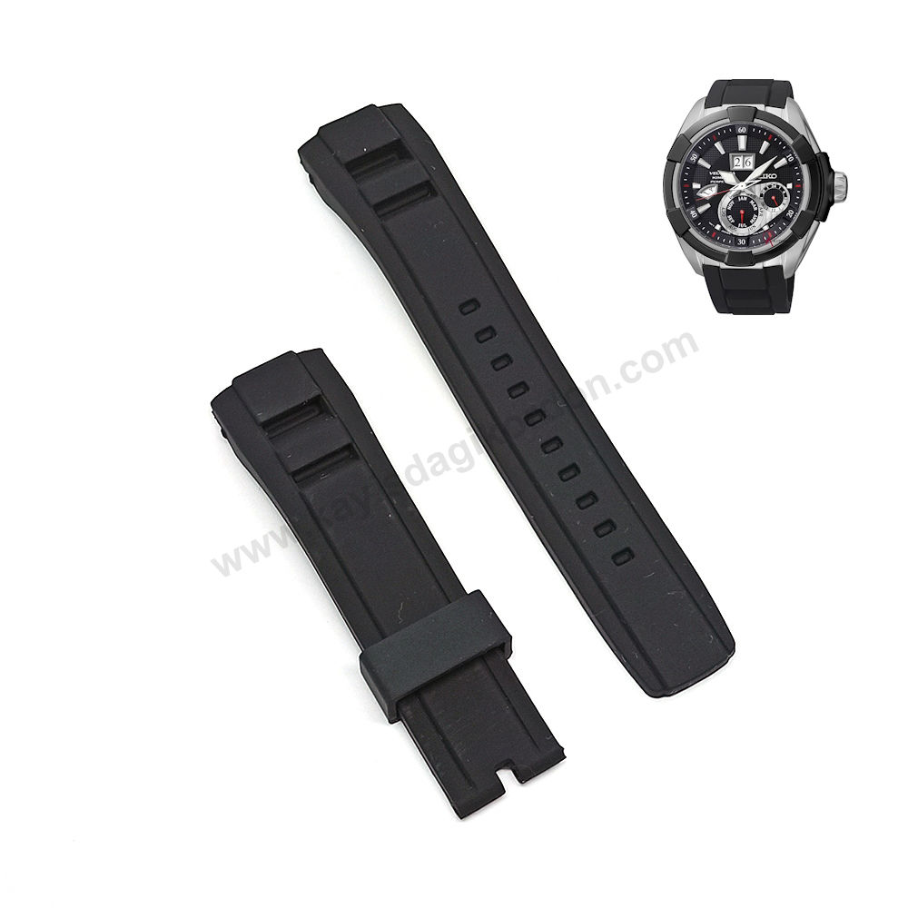 Seiko Velatura SNP101P2 - 7D48-0AN0 uyumlu 22mm Siyah Silikon Yedek Saat Kordonu Kayışı Kemeri
