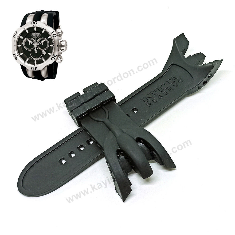 Invicta 10825 Reserve Venom uyumlu Siyah Silikon/Kauçuk Yedek Saat Kayışı Kordonu Kemeri