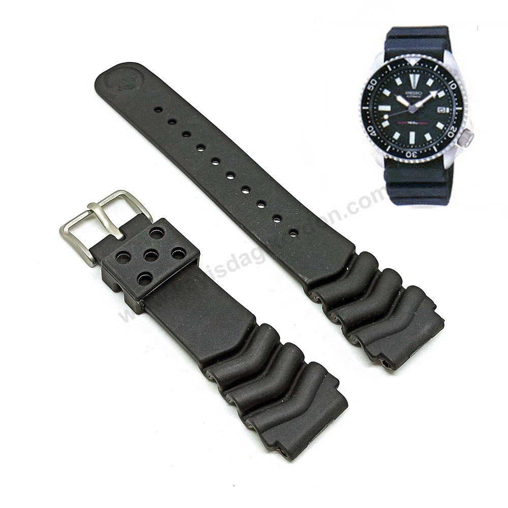 Seiko 7002-7009 - SDS005P1 Automatic Diver uyumlu 22mm Siyah Kauçuk / Silikon Z22 Yedek Saat Kordonu Kayışı Kemeri