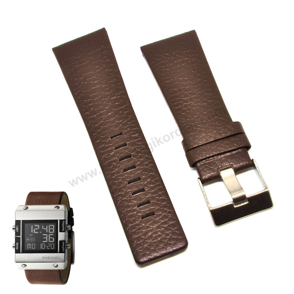 Diesel DZ7120 Digital uyumlu Kahverengi Hakiki Deri Yedek 28mm Saat Kordonu Kayışı Kemeri