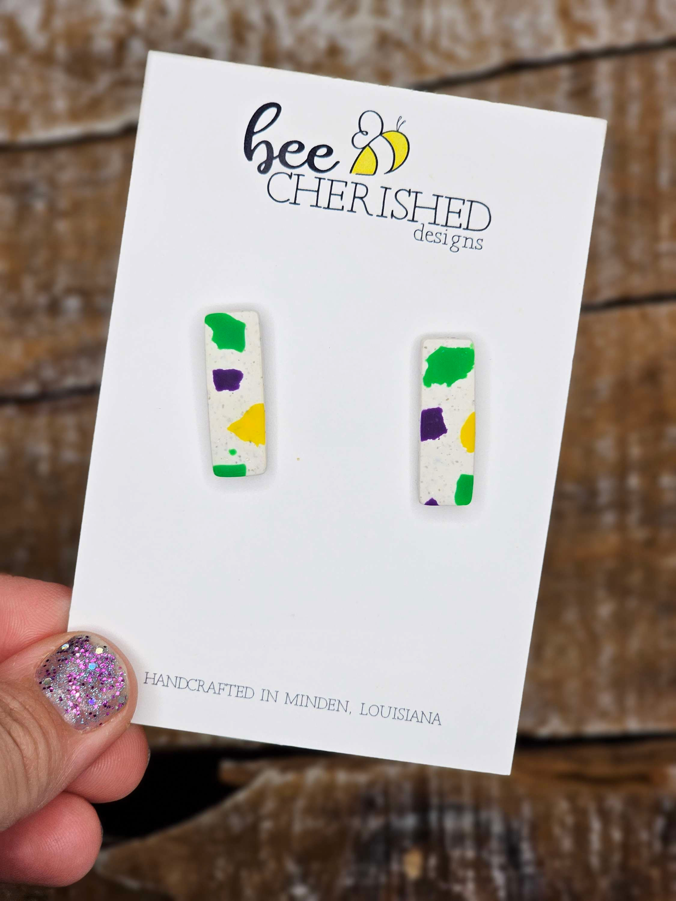 MARDI GRAS Terrazo Bar Studs