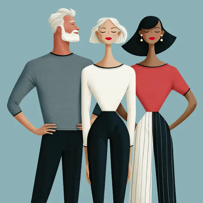 Three people in their 50's participating in an exercise class
