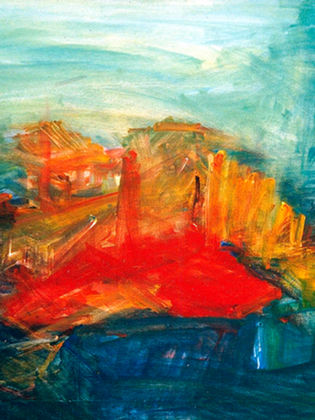 2) Figure Lying On A  Red Cloth. Oil Paint on Canvas. 75 x 60cms. 1995 copy.jpg