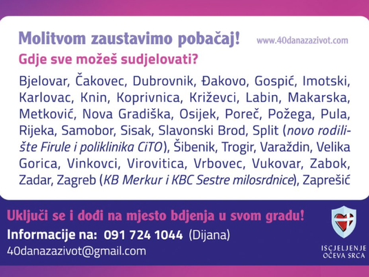 Evo u kojim hrvatskim gradovima možete moliti i bdjeti za nerođene!