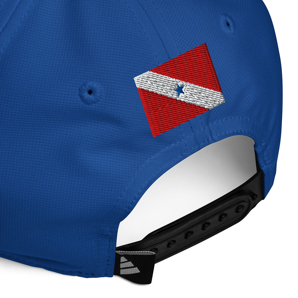 Miniatura: Vista traseira do boné Adidas Fishing Rio Trombetas azul royal com fecho snapback azul e tela respirável para máximo conforto