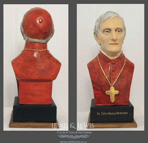 plaster bust Cardinal John Henry Newman front and back view