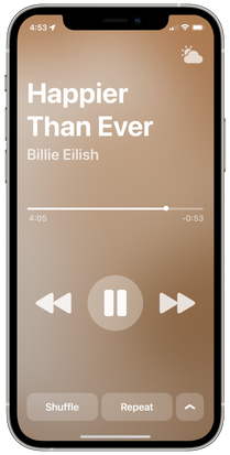 DrivePlay's player playing a song with a white and rusty gold background