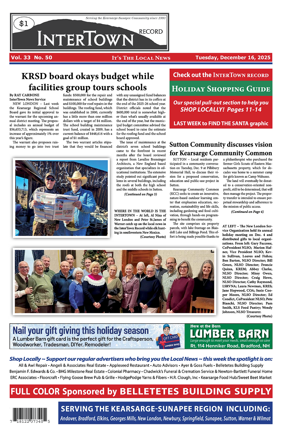 The December 16, 2025 edition of the InterTown Record is now available online!