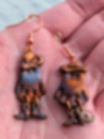 Whimsical cowboy ghost copper earrings rose gold ear wires
